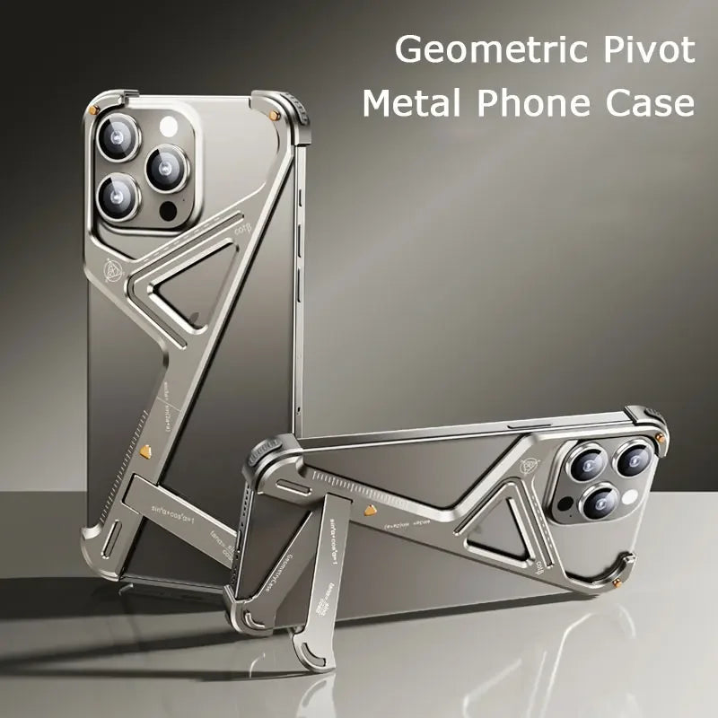 Luxury Aluminum Stand Phone Cover Natural Titanium / For Iphone 15 Plus - sky-case