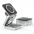 Aluminum Alloy 3-in-1 magnetic foldable wireless charger for iPhones 15, 14, 13, 12, all AirPods and Apple Watches Silver / Charge 3 In 1 Foldable Magnetic - sky-case