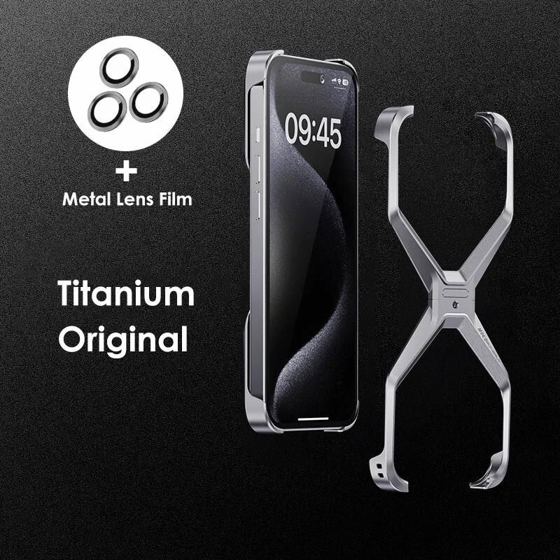 Luxury Aluminum Rimless Phone Cover Titanium Original / For iPhone 15 Pro - sky-case