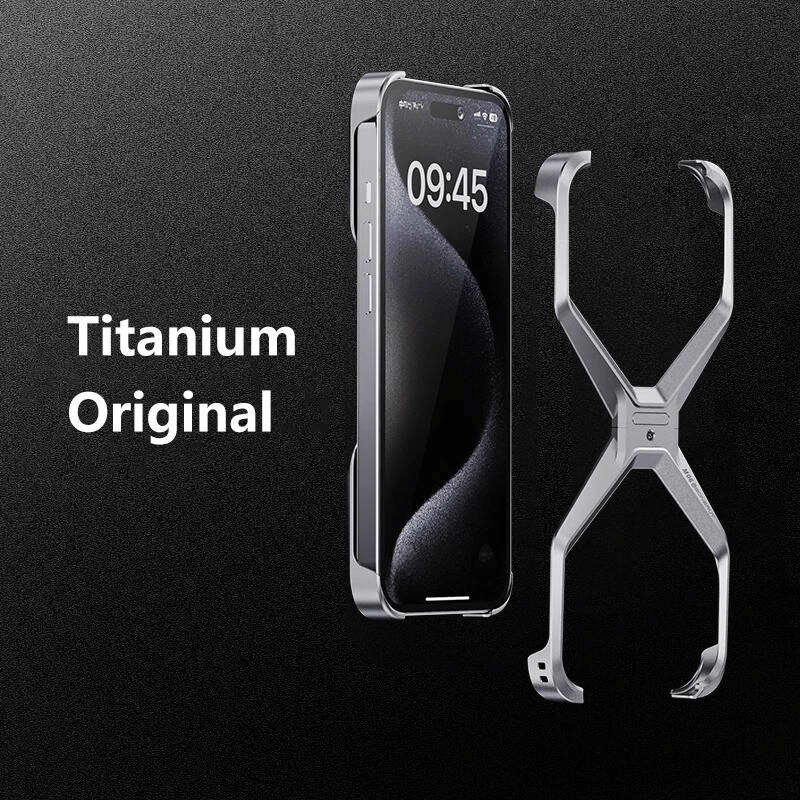 Luxury Aluminum Rimless Phone Cover Titanium Original B / For iPhone 15 Pro - sky-case