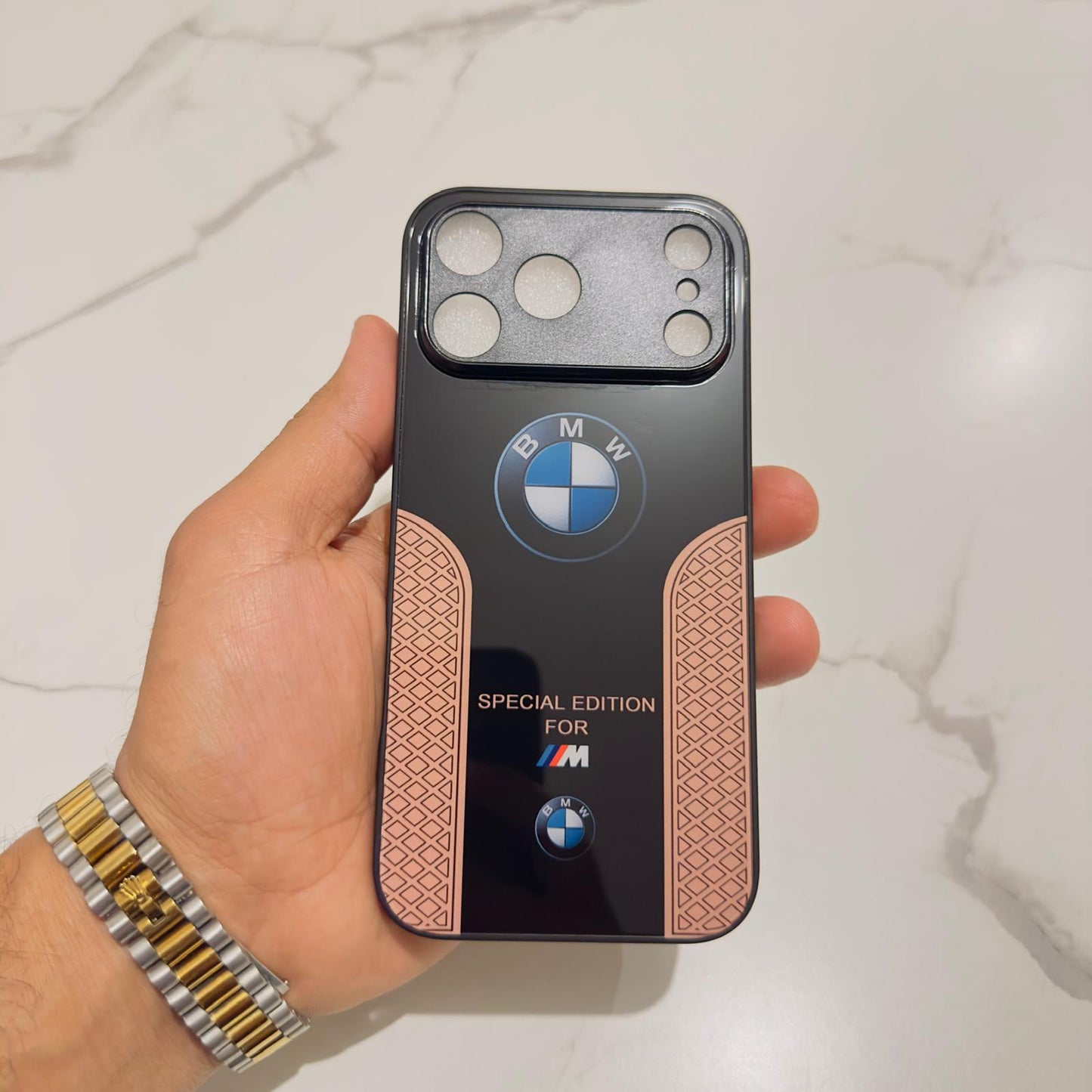 Luxury BMW Sport Case for All iPhone 17 with Tempered Glass Back Cover