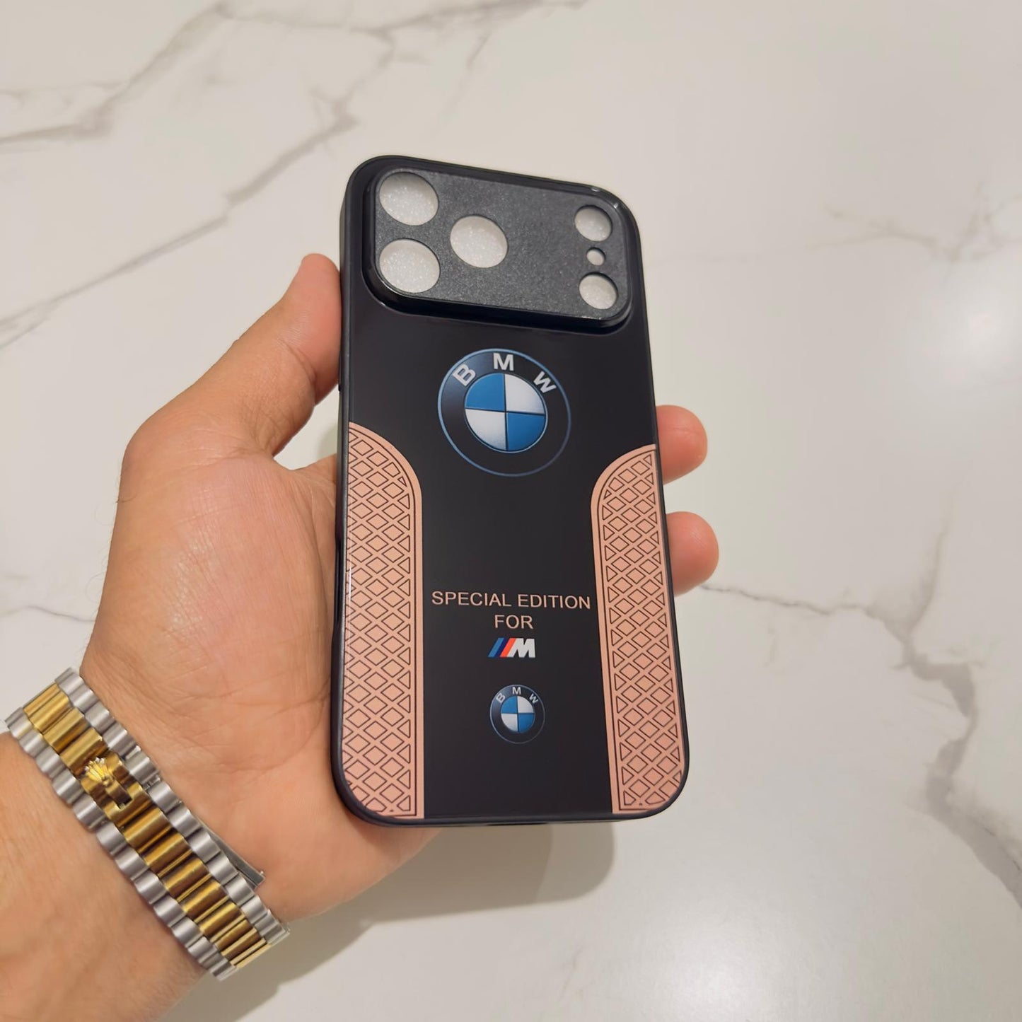 Luxury BMW Sport Case for All iPhone 17 with Tempered Glass Back Cover