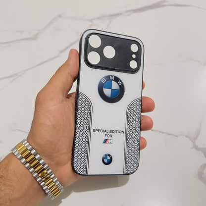 Luxury BMW Sport Case for All iPhone 17 with Tempered Glass Back Cover