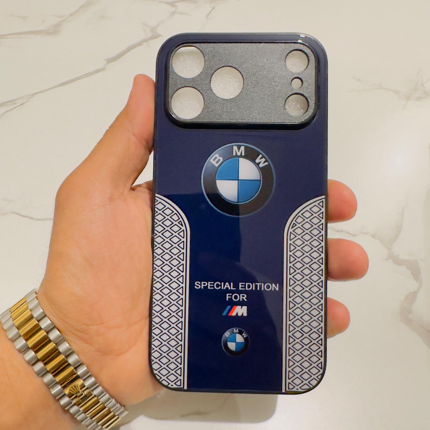 BMW Sport Luxury Phone Case for iPhone 17 16 15 14 13 12 11 Pro Max Tempered Glass Back - sky-case