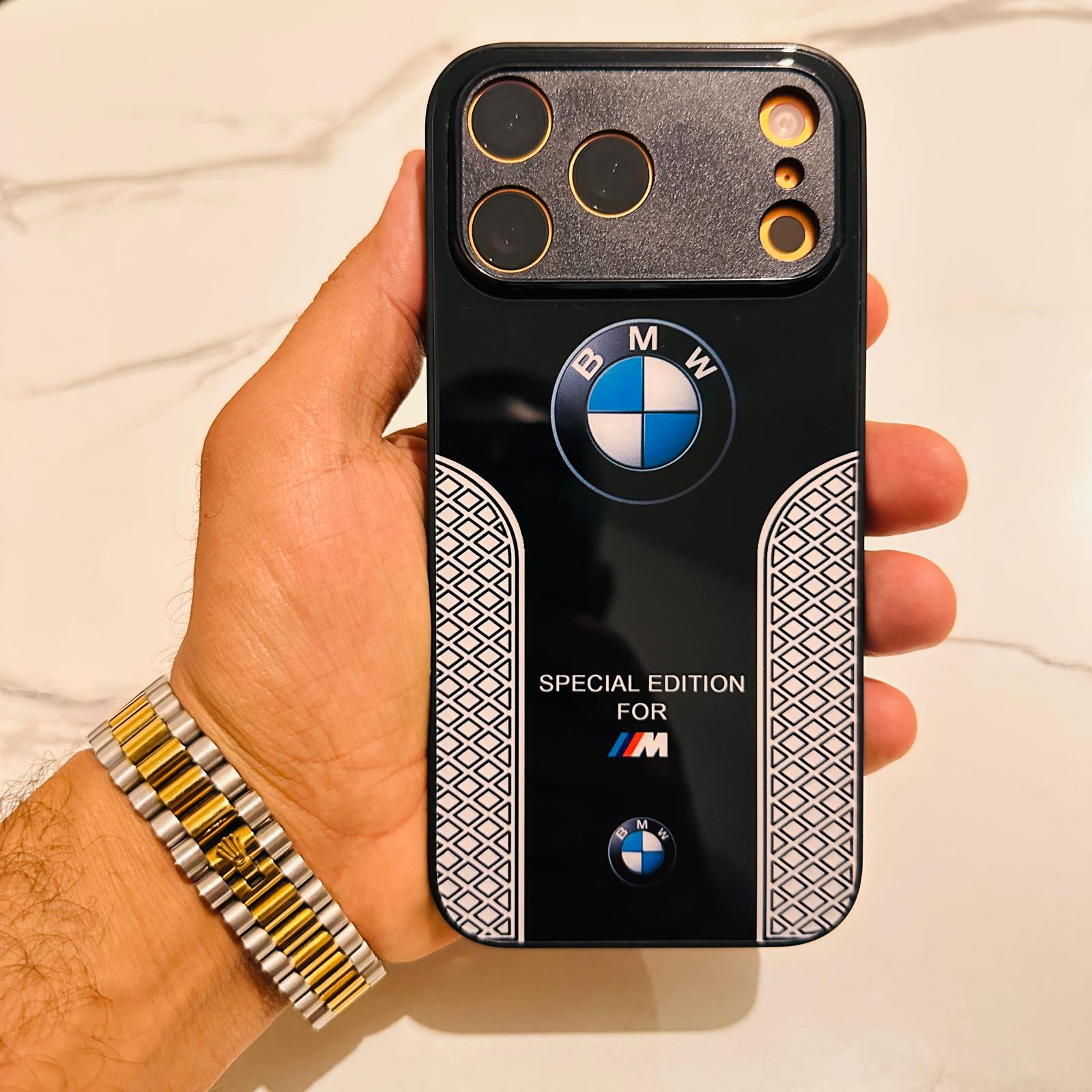 BMW Sport Luxury Phone Case for iPhone 17 16 15 14 13 12 11 Pro Max Tempered Glass Back - sky-case