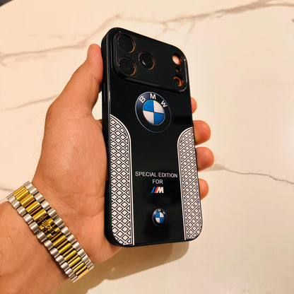 Luxury BMW Sport Case for All iPhone 17 with Tempered Glass Back Cover