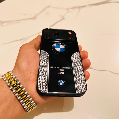 Luxury BMW Sport Case for All iPhone 17 with Tempered Glass Back Cover