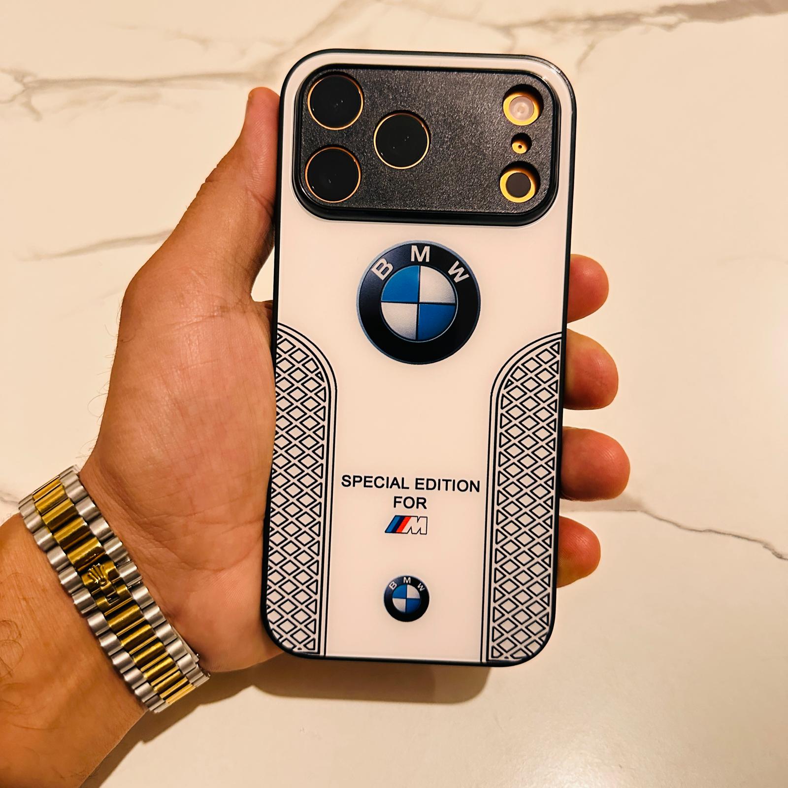 BMW Sport Luxury Phone Case for iPhone 17 16 15 14 13 12 11 Pro Max Tempered Glass Back - sky-case