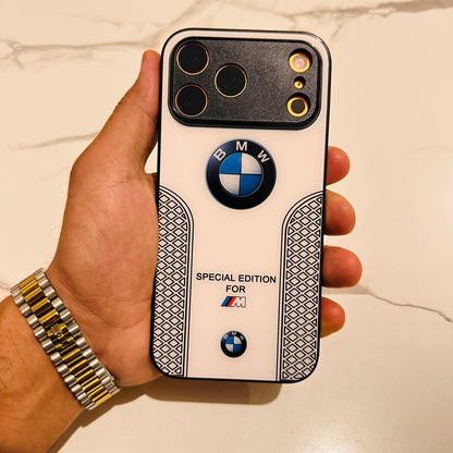 BMW Sport Luxury Phone Case for iPhone 17 16 15 14 13 12 11 Pro Max Tempered Glass Back - sky-case