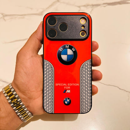 Luxury BMW Sport Case for All iPhone 17 with Tempered Glass Back Cover