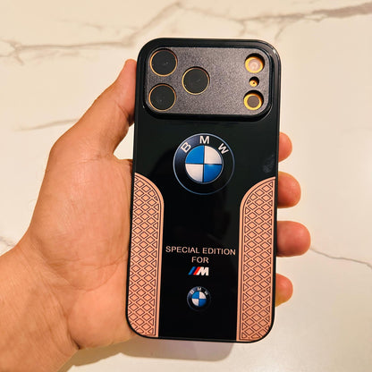 Luxury BMW Sport Case for All iPhone 17 with Tempered Glass Back Cover