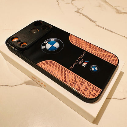 Luxury BMW Sport Case for All iPhone 17 with Tempered Glass Back Cover
