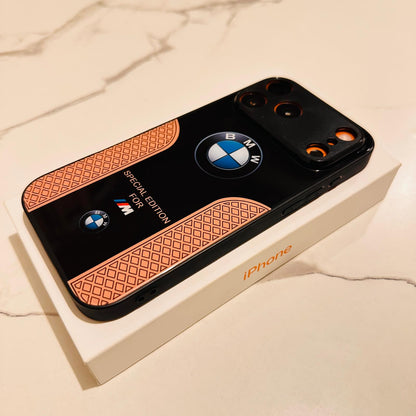 Luxury BMW Sport Case for All iPhone 17 with Tempered Glass Back Cover