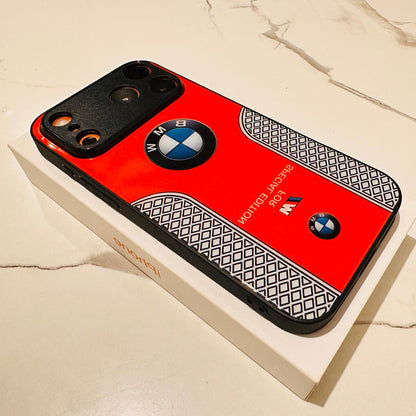 Luxury BMW Sport Case for All iPhone 17 with Tempered Glass Back Cover