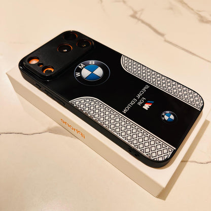Luxury BMW Sport Case for All iPhone 17 with Tempered Glass Back Cover
