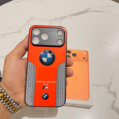 Luxury BMW Sport Case for All iPhone 17 with Tempered Glass Back Cover