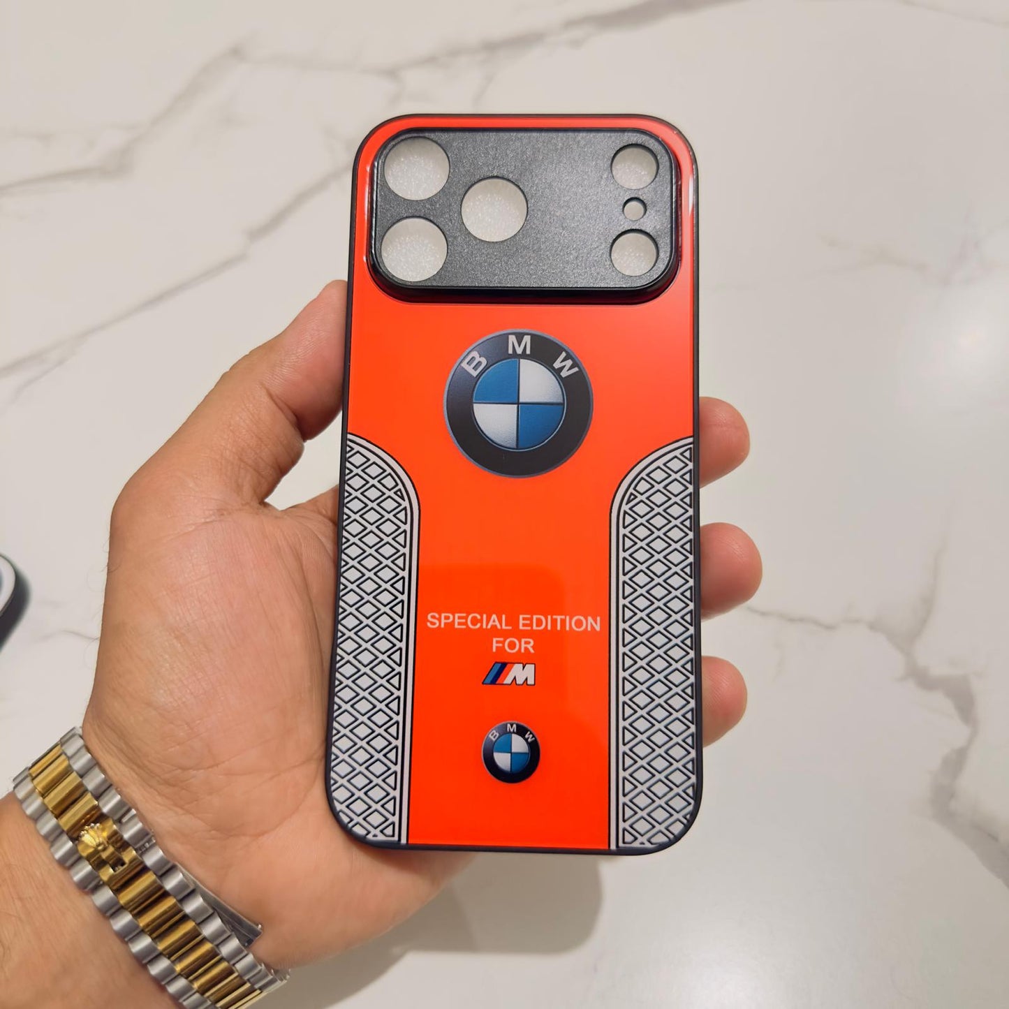 Luxury BMW Sport Case for All iPhone 17 with Tempered Glass Back Cover