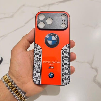 Luxury BMW Sport Case for All iPhone 17 with Tempered Glass Back Cover