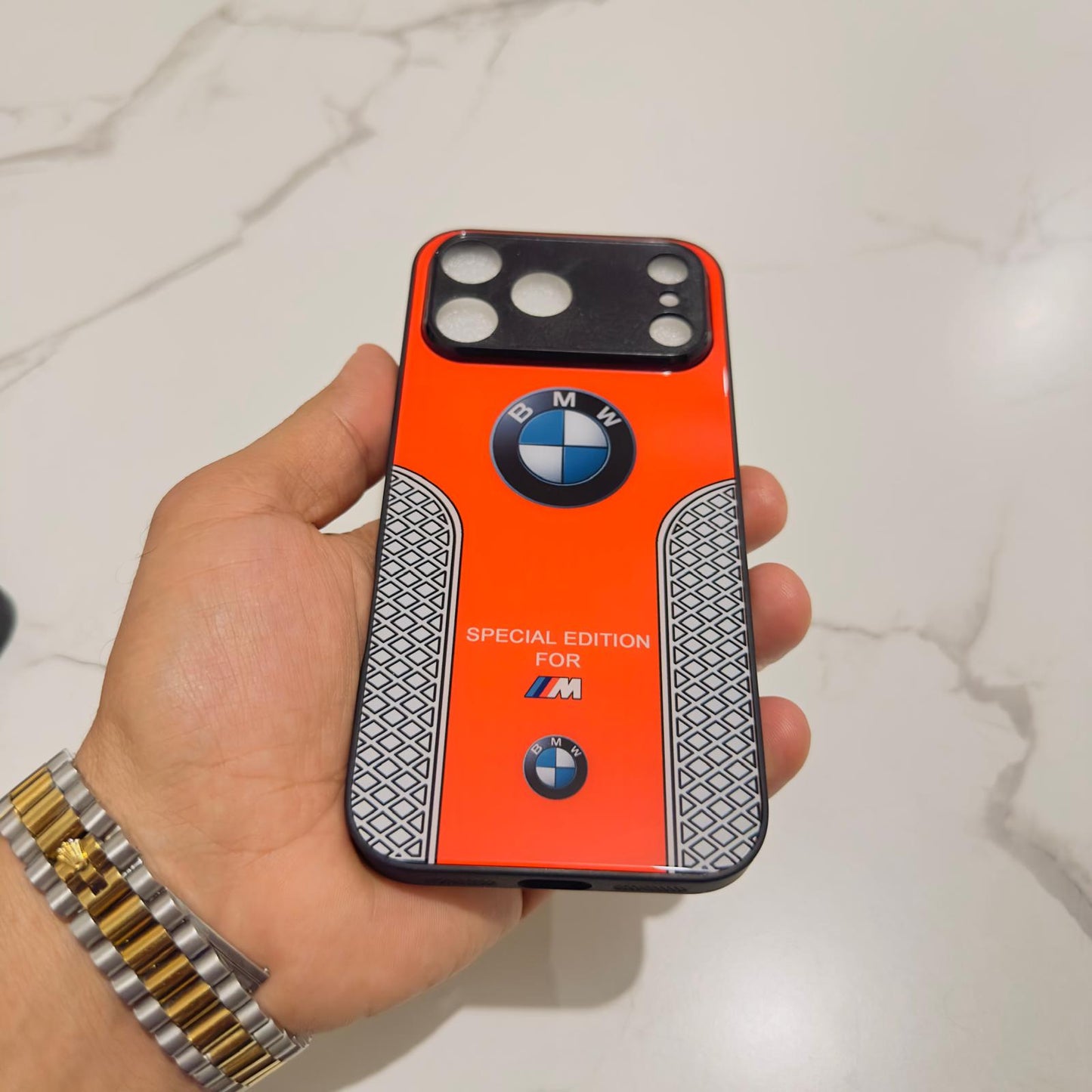 Luxury BMW Sport Case for All iPhone 17 with Tempered Glass Back Cover