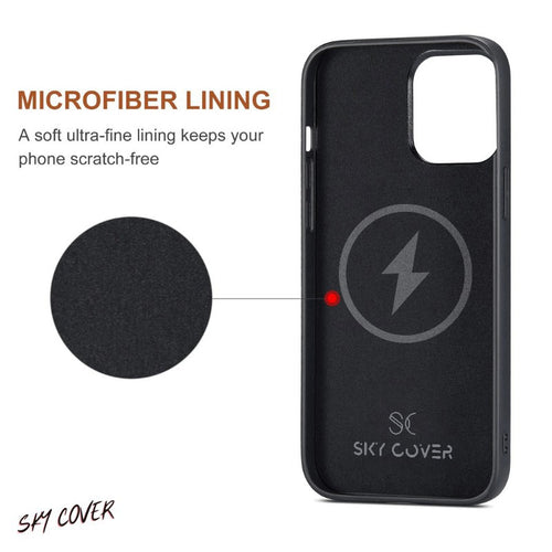 2 in 1 Luxury Leather Wallet Cover Detachable Case with Card Holder compatible with wireless charging MagSafe - sky-case