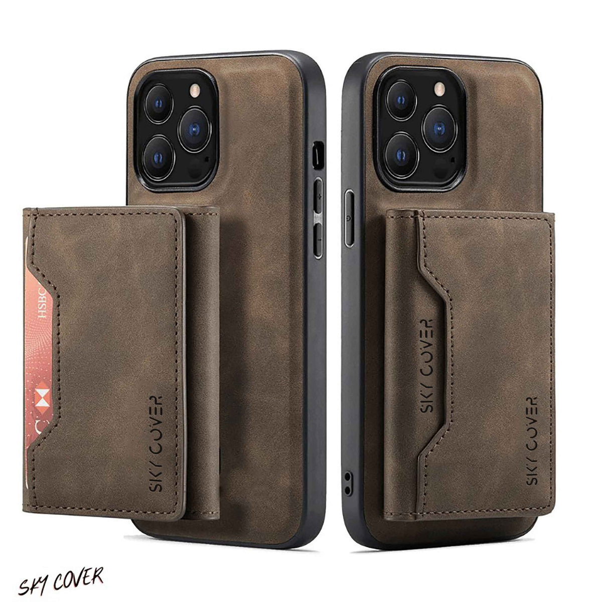 2 in 1 Luxury Leather Wallet Cover Detachable Case with Card Holder compatible with wireless charging MagSafe - sky-case