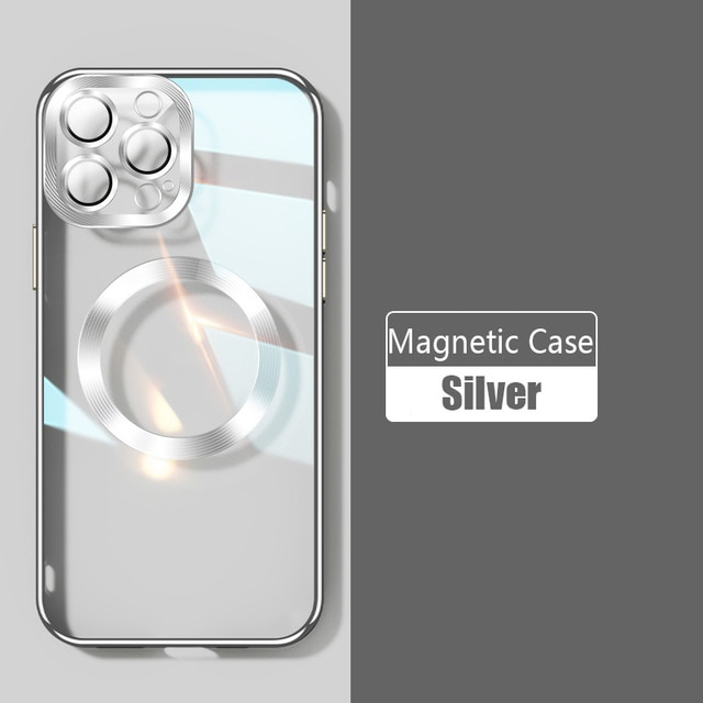 New Version 2.0 Transparent Electroplated iPhone Case With Camera Glass Lens Protector Silver / For IPhone 14promax - sky-case