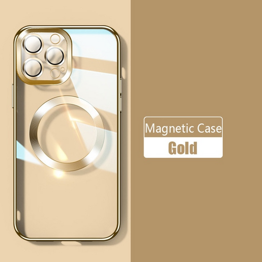New Version 2.0 Transparent Electroplated iPhone Case With Camera Glass Lens Protector Gold / For IPhone X - sky-case
