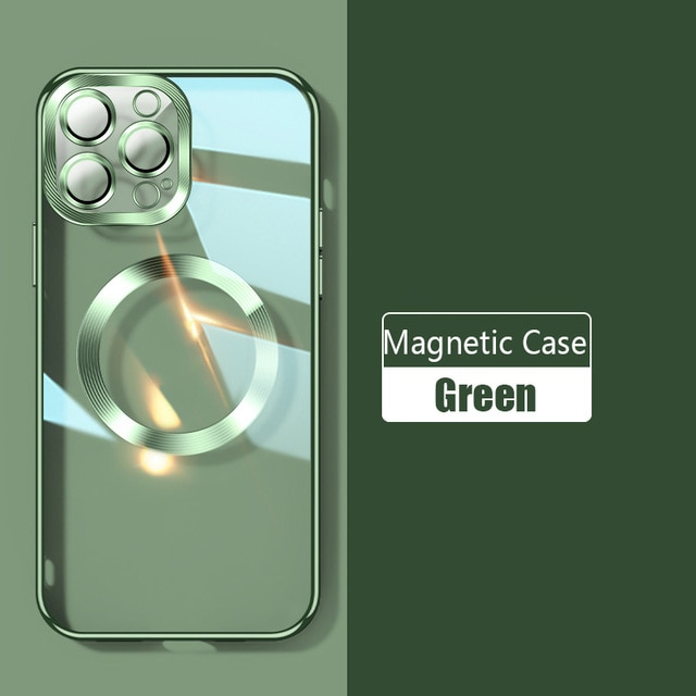 New Version 2.0 Transparent Electroplated iPhone Case With Camera Glass Lens Protector Green / For IPhone 14promax - sky-case