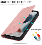 Magnetic Leather Wallet Phone Cover for IPhone - Magsafe Wireless Charging - Kickstand Card Slot Case - sky-case
