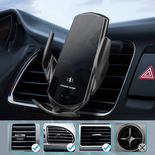 Car Wireless Charger 30W- Qi For iPhone Serie Magnetic USB Infrared Sensor Phone Holder black - sky-case