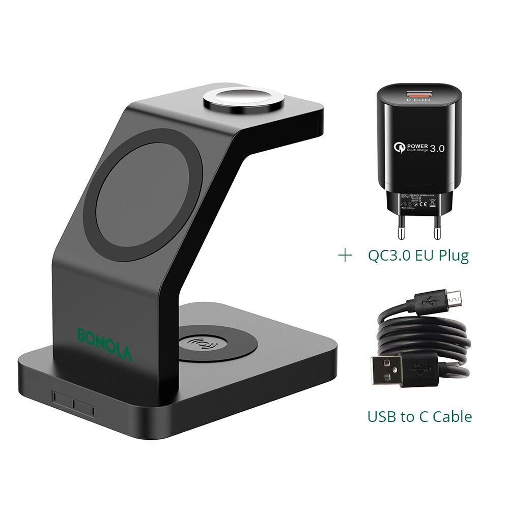 magsafe 3 charging port Magnetic Fast Station Wireless Charger Black EU Adapter / 3 charging port - sky-case