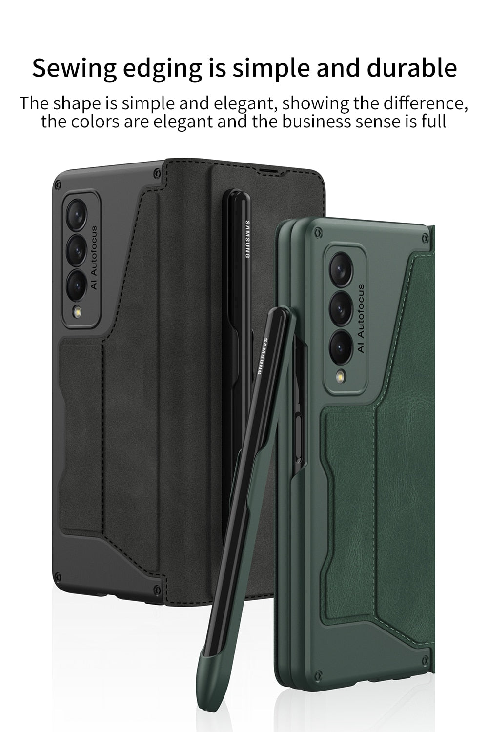 Card Slot Flip Wallet Leather Case for Samsung Galaxy Z Fold 3 4 5G Case with Removable Pen Slot Holder Cover - sky-case