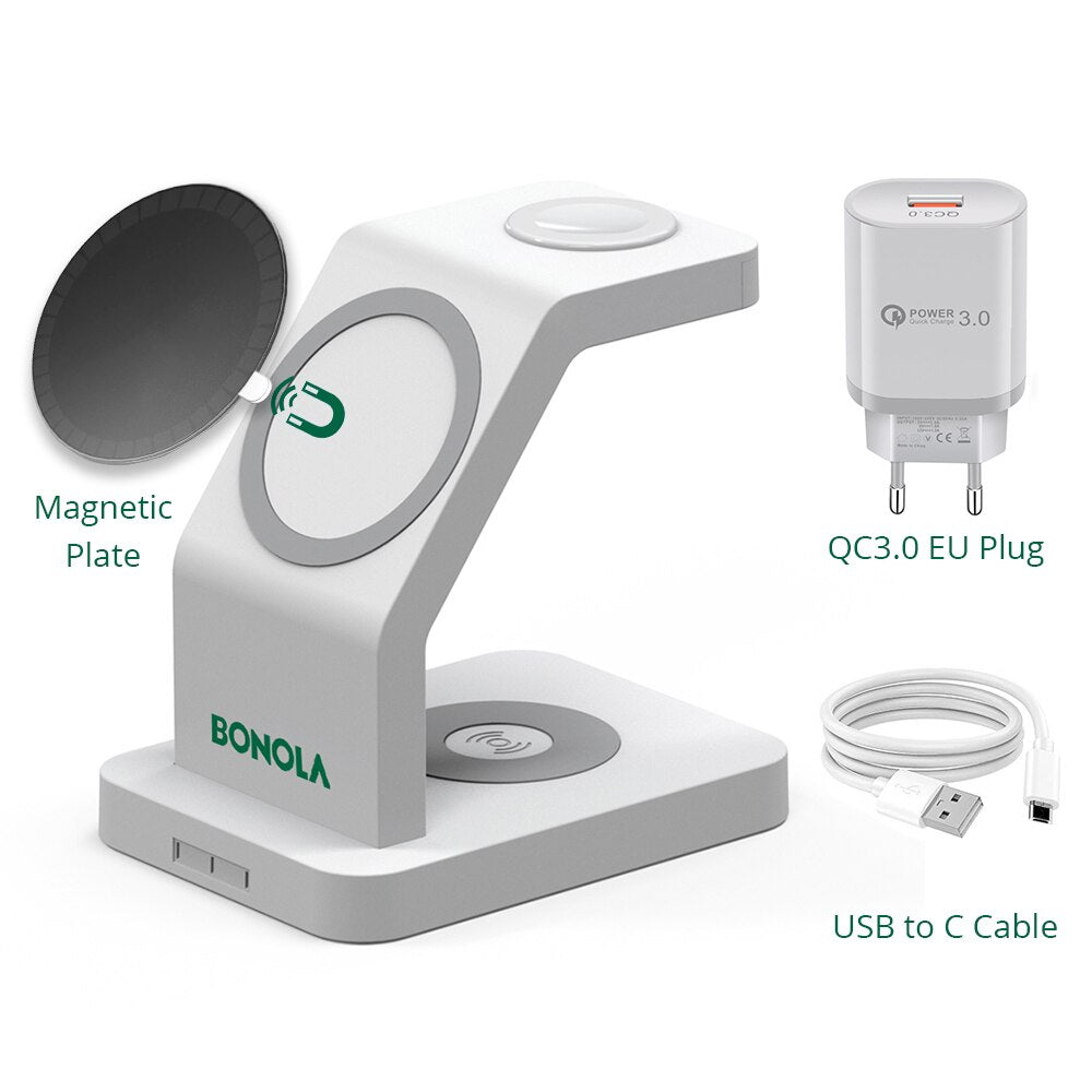 magsafe 3 charging port Magnetic Fast Station Wireless Charger White Suit EU Plug / 3 charging port - sky-case