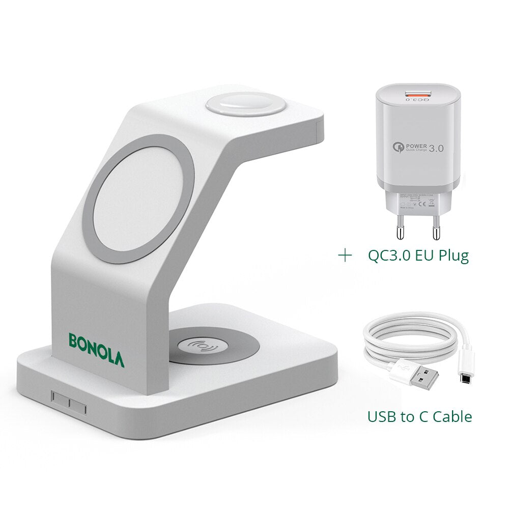 magsafe 3 charging port Magnetic Fast Station Wireless Charger White EU Adapter / 3 charging port - sky-case