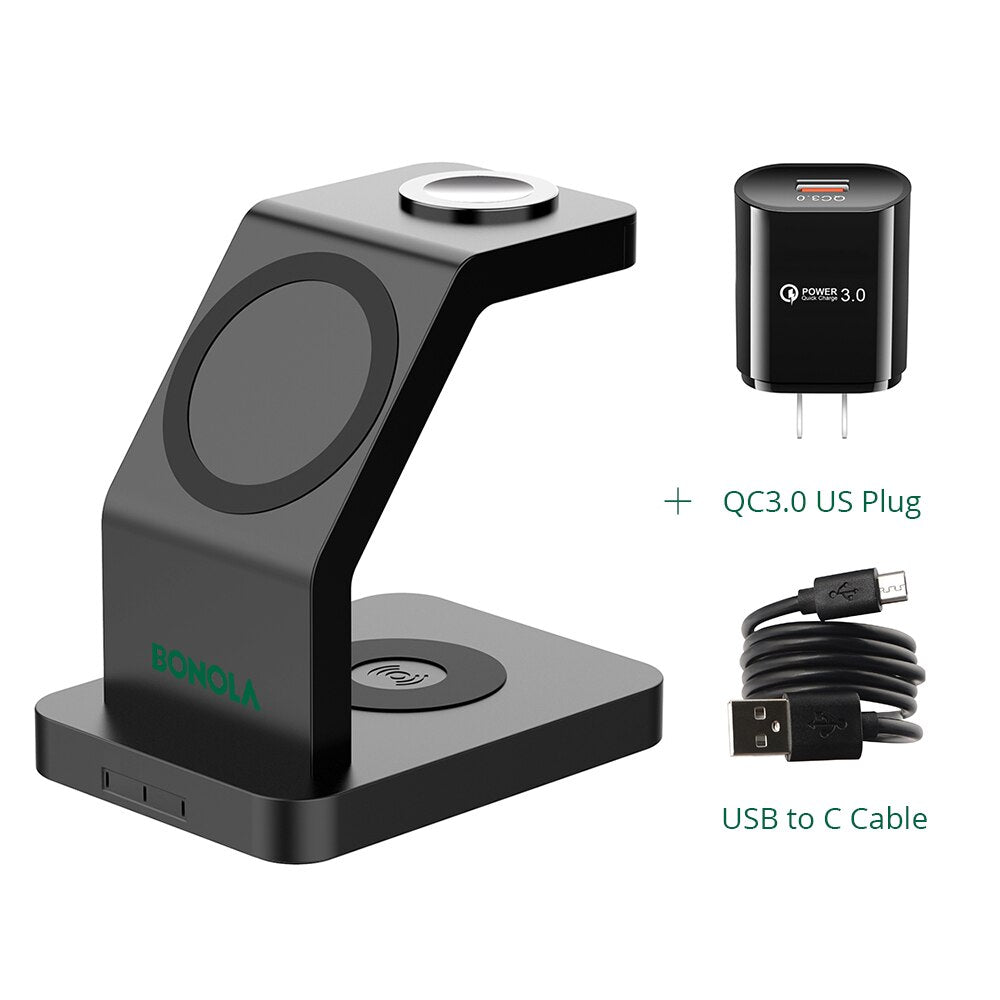 magsafe 3 charging port Magnetic Fast Station Wireless Charger Black with US Plug / 3 charging port - sky-case