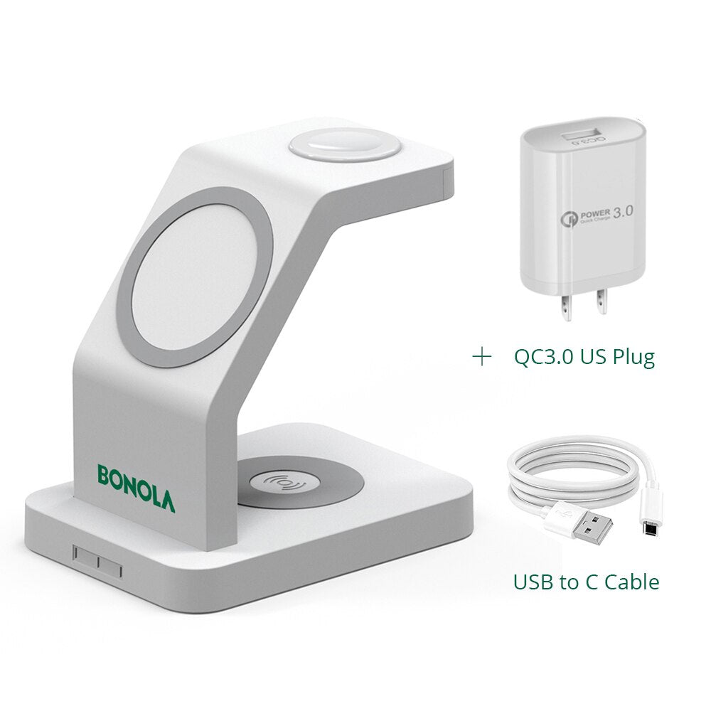 magsafe 3 charging port Magnetic Fast Station Wireless Charger White with US Plug / 3 charging port - sky-case