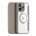Magnetic wireless charging wallet case transparent Back cover Beige / For iPhone 15 Pro Max - sky-case