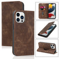 Magnetic Leather Wallet Phone Cover for IPhone - Magsafe Wireless Charging - Kickstand Card Slot Case For iphone 14ProMax / Brown - sky-case