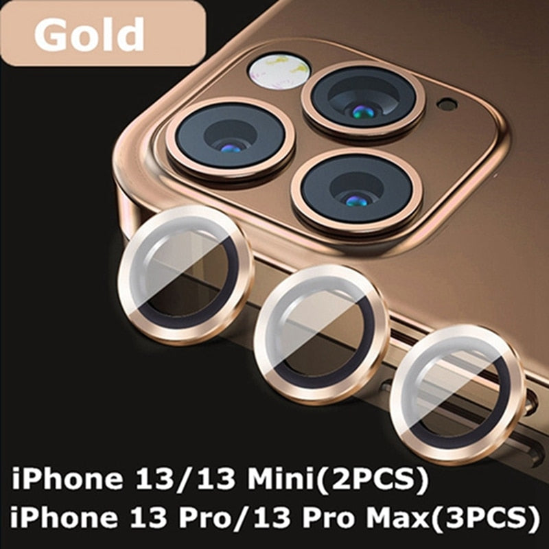 Camera Lens Protectors Glass Metal Ring for iPhone 15 series Protective Cover Gold / iPhone 14(2PCS) - sky-case