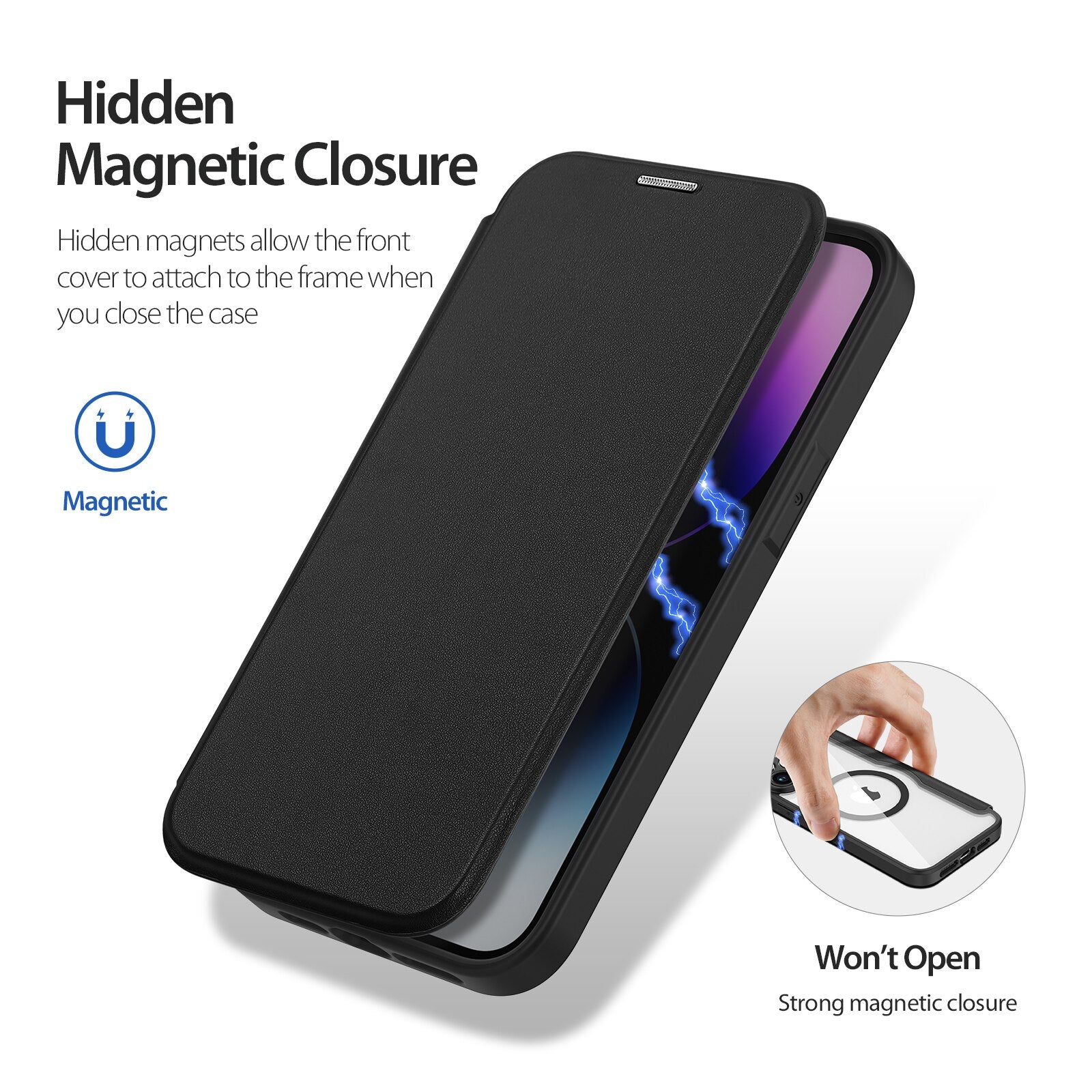 Magnetic wireless charging wallet case transparent Back cover - SKYCASE