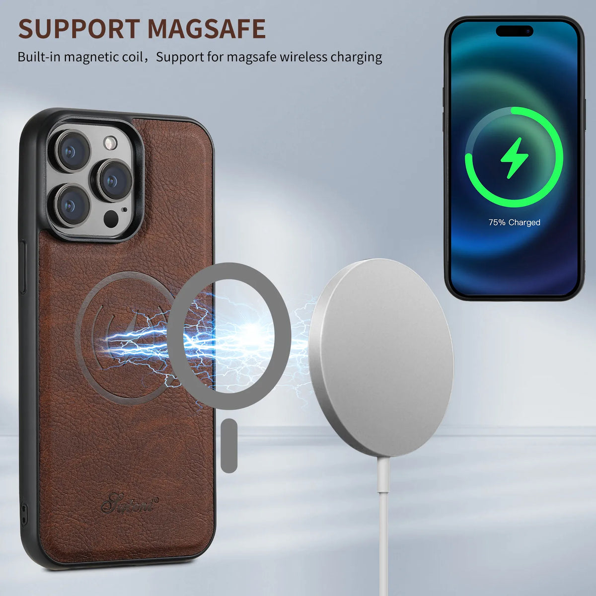 Magsafe Wallet Phone Case Card Holder Leather Magnetic Pocket Cover For iPhone 12 13 14 15 Pro Max Plus - sky-case