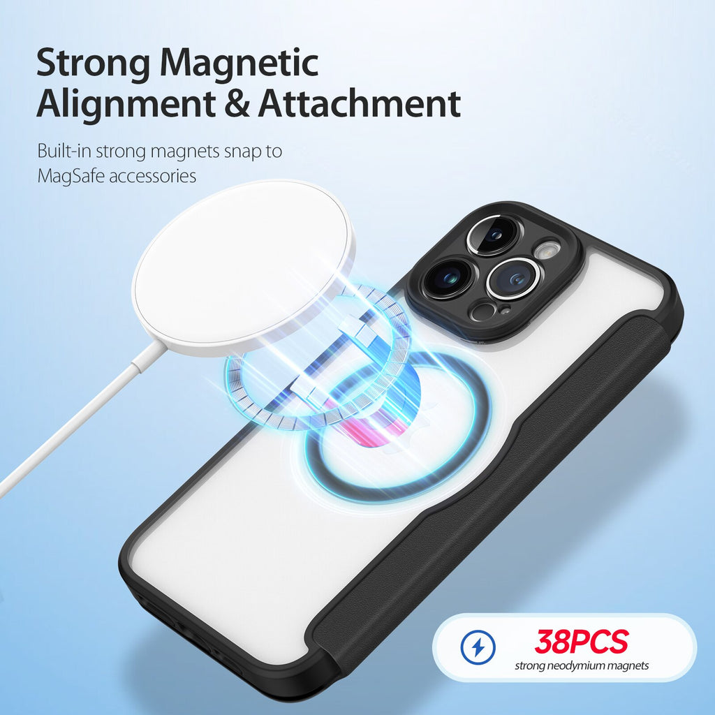 Magnetic wireless charging wallet case transparent Back cover - sky-case