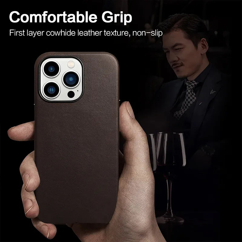 Genuine leather phone case compatible with MagSafe charger - sky case - sky-case