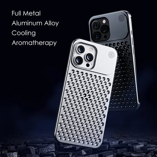 Aluminum Alloy Phone Case For iPhone 15 14 13 Pro Max Hollow Heat Dissipation iPhone Case - sky-case