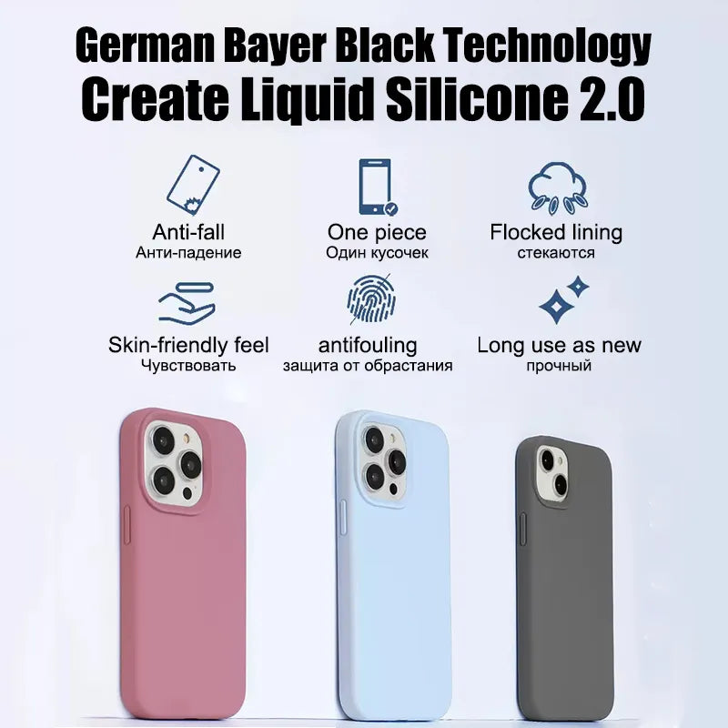 Silicone Case For iPhone 15 14 13 12 11 Pro Max Shockproof Cover - sky-case