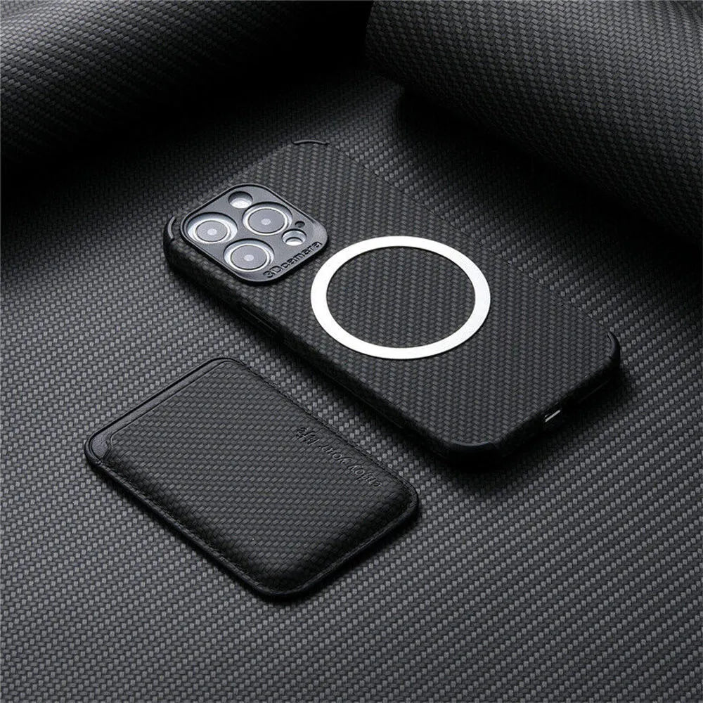 Carbon Fiber Magnetic Case for iPhone 15 14 13 11 Magsafe Wireless Charging Case - sky-case