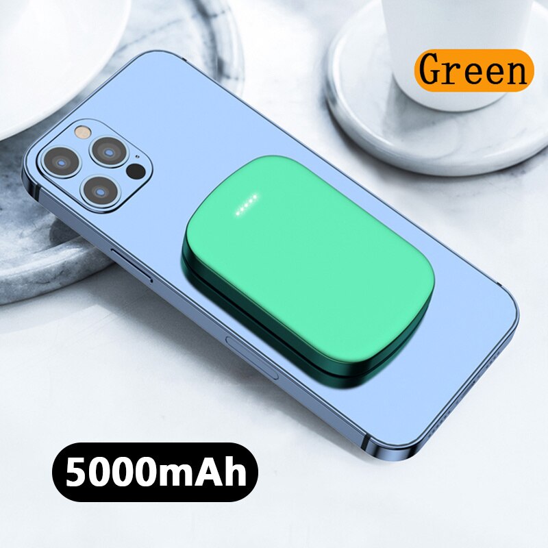 10000mAh Magnetic Wireless Power Bank - Compatible with All Phone Models Green 5000mah - sky-case