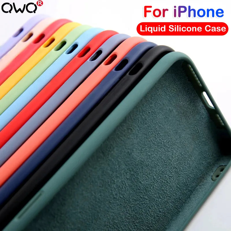 Silicone Case For iPhone 15 14 13 12 11 Pro Max Shockproof Cover - sky-case