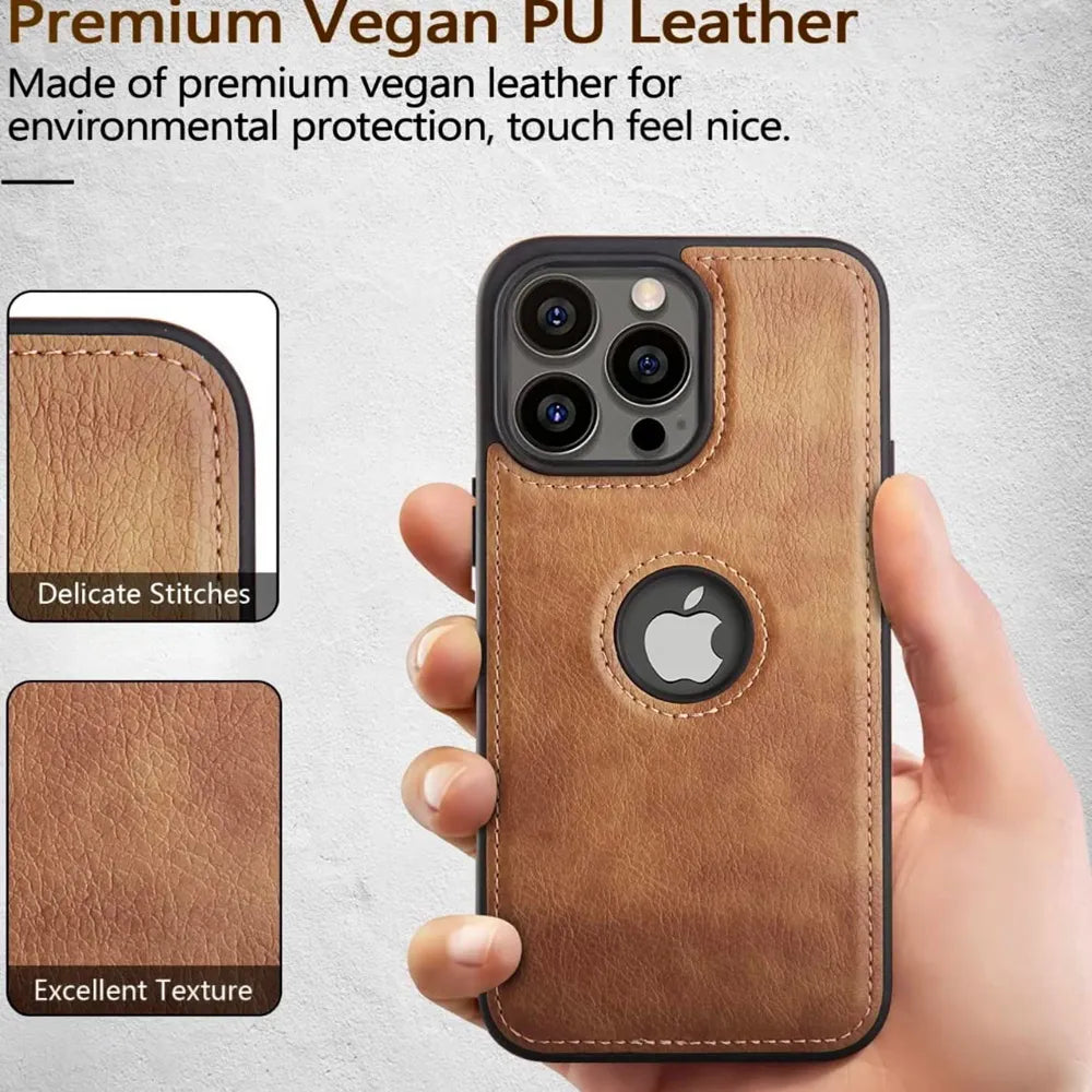 Slim Leather Phone Case for iPhone 14/13/12/11 Pro Max - Shockproof Bumper & Soft Business Back Cover - sky-case