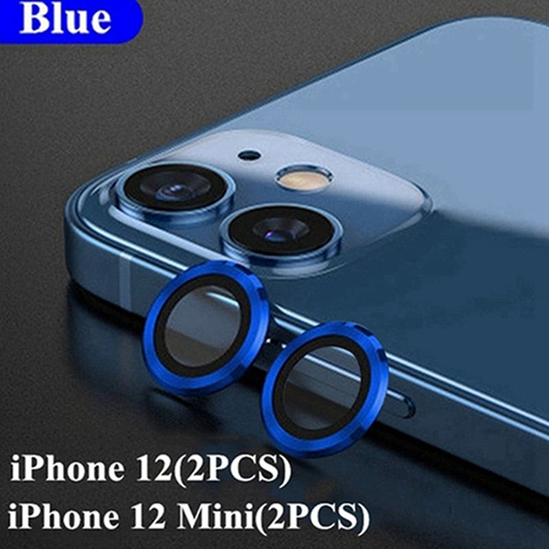Camera Lens Protectors Glass Metal Ring for iPhone 15 series Protective Cover Blue / iPhone 14(2PCS) - sky-case